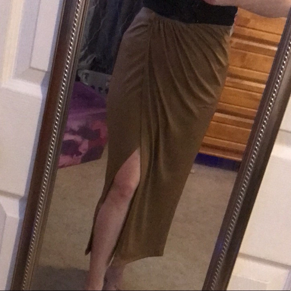 2/14$!  Faux wrap beige long skirt. NWT